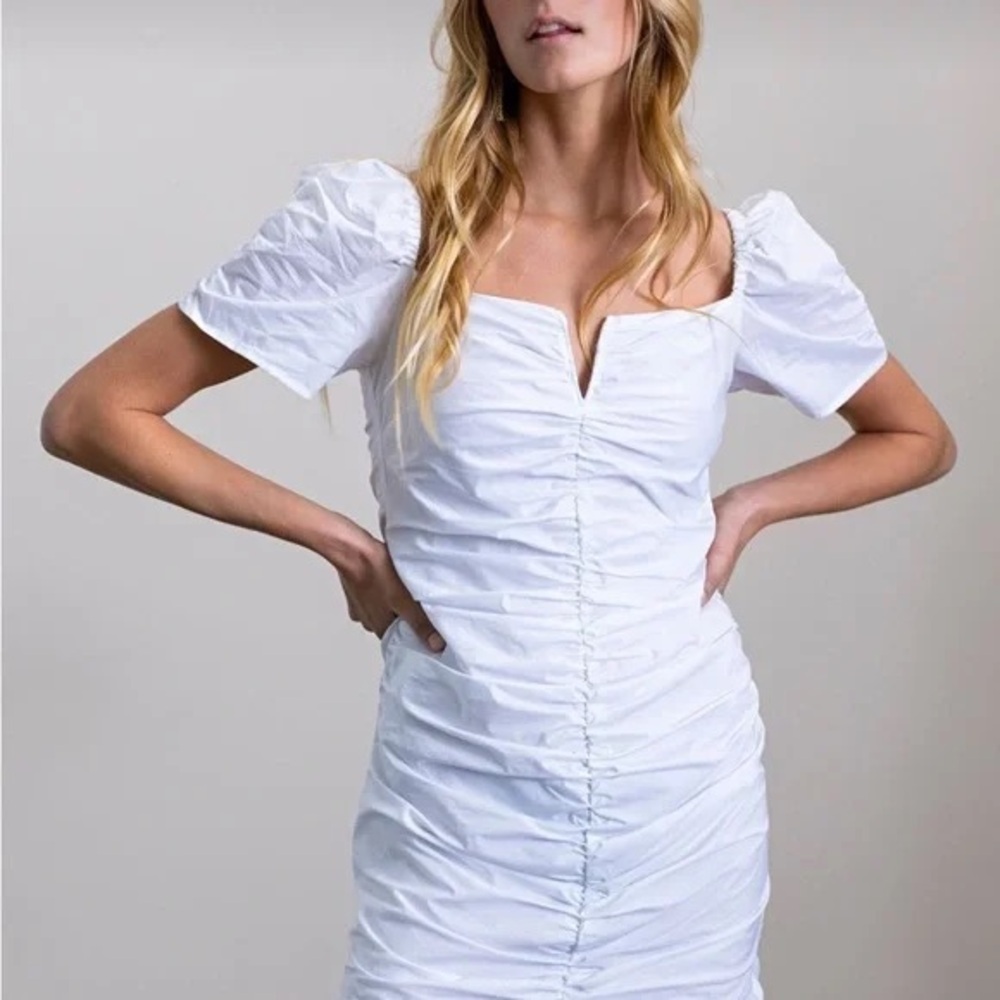 Sanctuary White Ruched Mini Dress